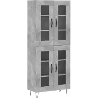 vidaXL Highboard gris béton 69,5x34x180 cm Bois composite