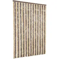 vidaXL Rideau anti-mouches brun foncé et beige 118x220 cm chenille