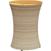 vidaXL Table d'appoint de jardin en forme de tambour Beige Poly rotin massif