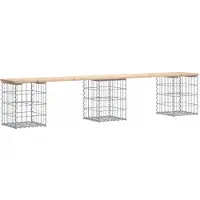 vidaXL Banc de jardin en gabions 203x31x42 cm Pin massif