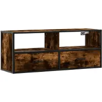 vidaXL Armoire TV chêne fumé 100x31x39,5 cm Bois composite et métal