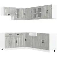 vidaXL Ensemble de 11 armoires de cuisine Kalmar Gris Sonoma Matériau dérivé du bois