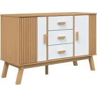 vidaXL Sideboard OLDEN blanc et brun 114x43x73,5 cm Pin massif