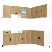 vidaXL Ensemble d'armoires de cuisine Porto Artisan-Chêne Bois composite 11 pcs