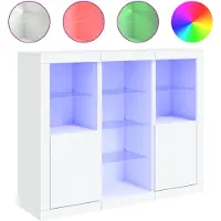 vidaXL Sideboards avec lampes LED 3 pcs. Blanc Bois composite