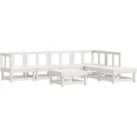 vidaXL 7-tlg. Set de salon de jardin Weiß Massivholz Kiefer