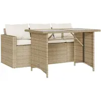 vidaXL Ensemble de jardin 2 pièces avec coussins Beige Poly Rattan
