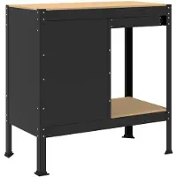 vidaXL Établi avec étagère, noir, 90 x 49 x 91 cm, en contreplaqué et métal