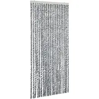 vidaXL Rideau anti-mouches gris, noir et blanc 100x200 cm chenille