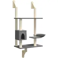 vidaXL Arbre à chat avec colonne griffoir montage mural gris foncé 153 cm