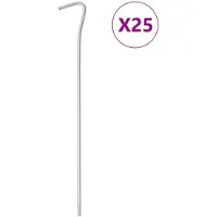 vidaXL Piquets de tente 25 pcs 23 cm Ø4 mm acier galvanisé