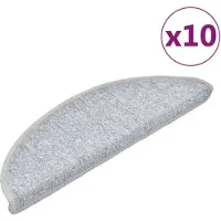 vidaXL Tapis d'escalier 10 pièces 56 x 17 x 3 cm Gris clair Demi-rond