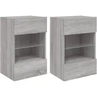 vidaXL Armoires murales avec lampes LED pour TV 2 pcs. Gris Sonoma