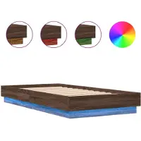 vidaXL Cadre de lit avec LED brun aspect chêne 90x190 cm