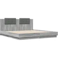 vidaXL Cadre de lit avec tête de lit gris Sonoma 200x200cm bois composite