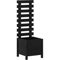 vidaXL Jardinière avec support noir 39x39,5x114 cm bois de pin massif