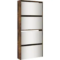 vidaXL Armoire à chaussures miroir à 4 niveaux chêne fumé 63x17x134 cm