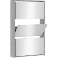 vidaXL Armoire à chaussures miroir 3 niveaux Sonoma gris 63x17x102,5cm