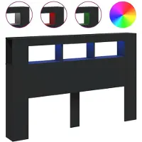 vidaXL Tête de lit LED noire 160x18,5x103,5 cm Bois composite