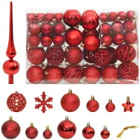 vidaXL Ensemble de boules de Noël 111 pièces rouge polystyrène
