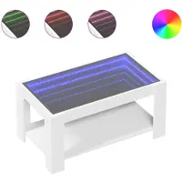 vidaXL Table basse LED blanche 93x53x45 cm Bois composite