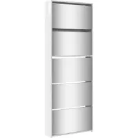 vidaXL Armoire chaussures miroir 5niveaux blanc brillant 63x17x169,5cm