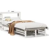 vidaXL Lit en pin massif sans matelas blanc 75x190 cm