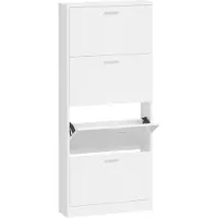 vidaXL Armoire à chaussure Blanc brillant 59x17x150 cm Bois ingénierie