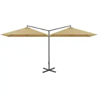 vidaXL Parasol Double avec Stahlpol 600x300 cm Taupe