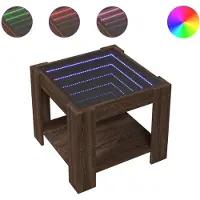 vidaXL Table basse LED marron aspect chêne 53x53x45 cm Matériau dérivé du bois