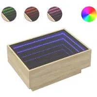 vidaXL Table basse LED Chêne Sonoma 70x50x30 cm Matériau dérivé du bois