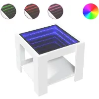 vidaXL Table basse LED blanche 53x53x45 cm bois composite