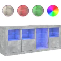 vidaXL Sideboard avec lampes LED gris béton 164x37x67 cm