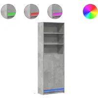 vidaXL Highboard avec éclairage LED Gris 69x32,5x200 cm Bois composite