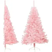 vidaXL Demi sapin de Noël artificiel avec support Rose 120 cm PVC