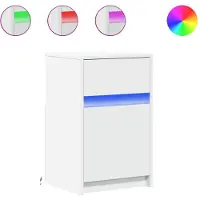 vidaXL Armoire de chevet avec lumières LED blanc bois d'ingénierie