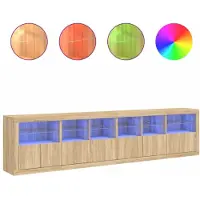 vidaXL Sideboard avec lampes LED Chêne Sonoma 283x37x67 cm