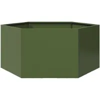 vidaXL Bac à plantes vert olive hexagonal 104x90x45 acier