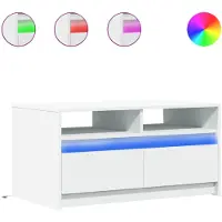 vidaXL Table basse LED Blanc Matériau dérivé du bois