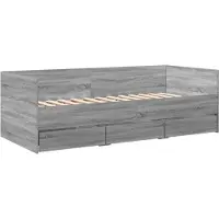 vidaXL Lit de jour avec tiroirs sans matelas Gris Sonoma 75x190 cm