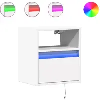 vidaXL Tables de chevet murales avec lumières LED 2 pcs blanc