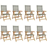 vidaXL 3214525, Terrasse, Assise rembourrée, Acacia, Polyrotin, Gris, 110 kg, 570 mm