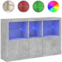 vidaXL Sideboard avec lampes LED gris béton 162x37x100 cm