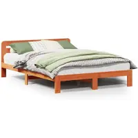 vidaXL Lit en bois massif sans matelas pin brun cireux 150x200 cm