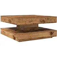 vidaXL Table basse pivotante à 360 degrés imitation vieux bois 70x70x34,5 cm