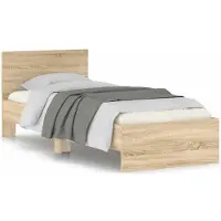 vidaXL Cadre de lit sans matelas avec tête de lit en chêne Sonoma 90x190 cm