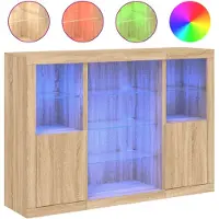 vidaXL Sideboards avec lampes LED 3 pcs. chêne Sonoma bois composite