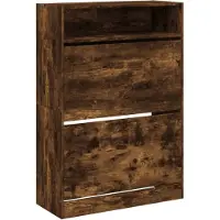 vidaXL Armoire à chaussures 2 tiroirs rabattables chêne fumé