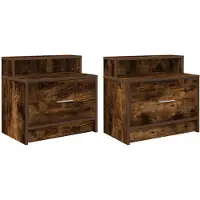 vidaXL Tables de chevet avec tiroir 2 pcs chêne fumé 51x31x47 cm