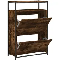vidaXL Armoire à chaussures chêne fumé 75x34x112 cm bois d'ingénierie